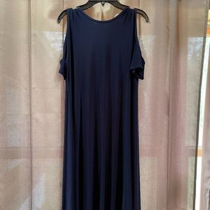 Blooms Navy Blue Open Shoulder Dress, Medium